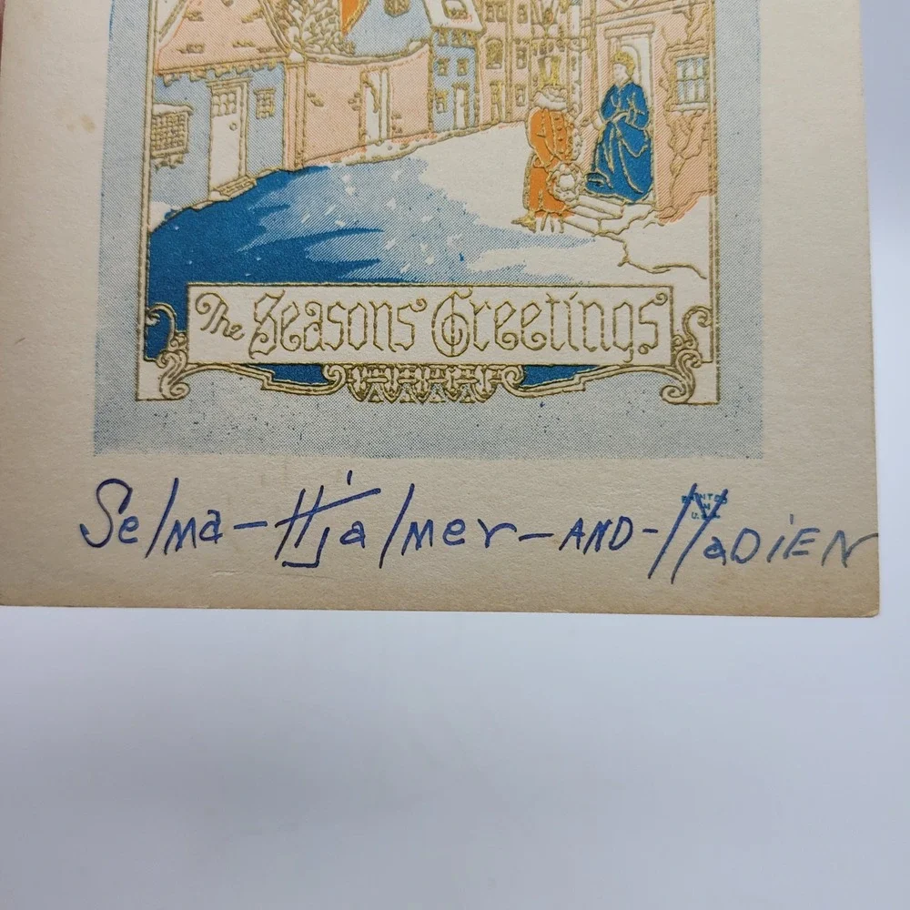 Vintage‎ Seasons Greetings Card Illustration Selma-Hjalmer-and-Nadien